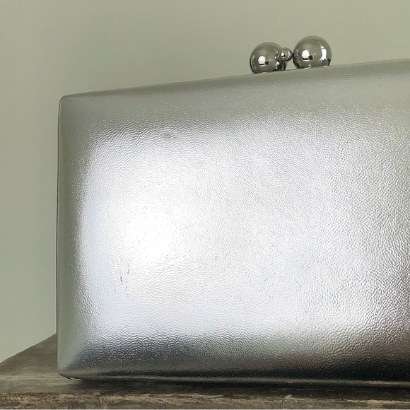 EVER NEW Handbag Silver Pink Clutch Bridal Bridesmaid Wedding Formal Dressy - Picture 13 of 16